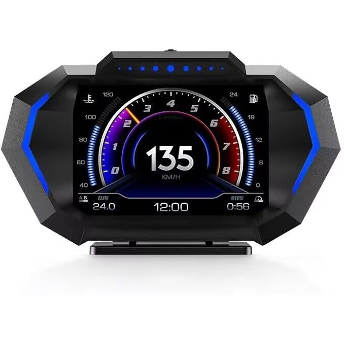 AZIJYV Obd2 Gauge Display With Speed Heads Up Display For Cars P24 Fuel Consumption Rpm Overspeed Alarm ObdGps Digital Speedometer Suitable For All Car - Image 1