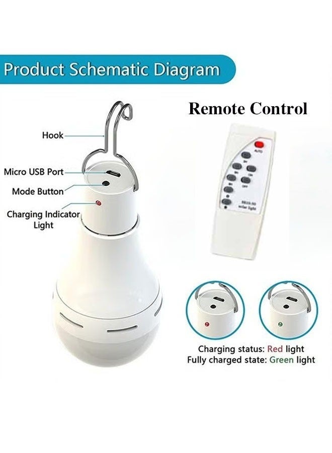 Portable Solar Light Bulbs, USB Rechargeable Emergency LED Bulbs with Remote Timer for Shed Hiking Camping Tent Hurricane Power Outage Lamps Outdoor Indoor Home Garden Yard Lights - Image 2