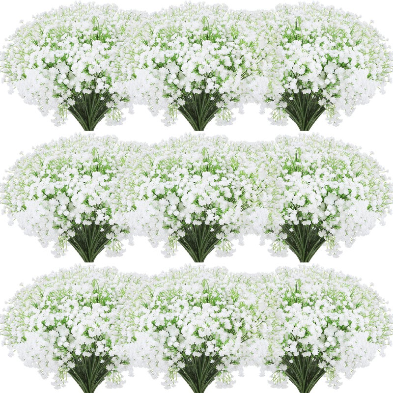 Janinka 50 Pcs Artificial Baby Breath Flowers Fake Gypsophila Bouquets 208 Inch Faux Gypsophila Flowers DIY Floral Bouquets for Arrangement Wreath Wedding Party Decor White