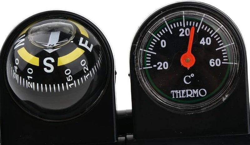 2 In 1 Removable Car Compass Thermometer For Van Truck Vehicle Boat Black - Image 1