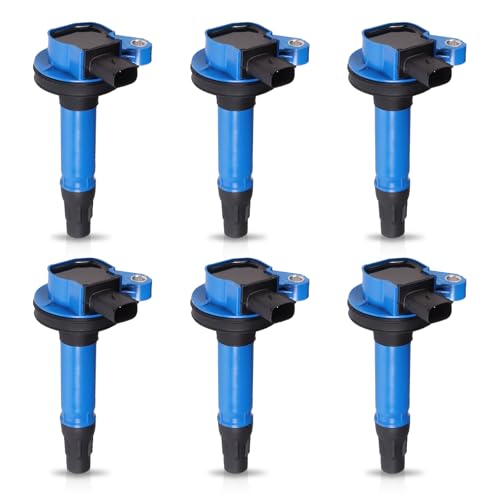 ENA Set of 6 Blue Ignition Coil Pack 2007-2018 Compatible with Ford Lincoln Mercury Transit Explorer F150 Flex Edge Mustang Taurus Fusion MKS MKT MKX MKZ CX9 V6 3.5L 3.7L Coils for UF553 UF595 - Image 1
