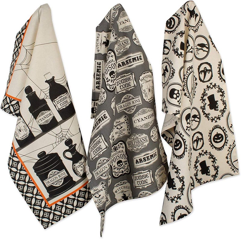 DII Halloween Hand Towels for The Kitchen Decorative Spooky  Fun Cotton Printed Dishtowel Set 18x28 Hocus Pocus 3 Count - Image 1