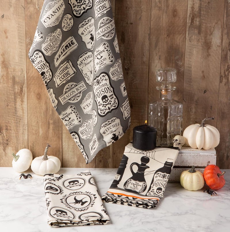 DII Halloween Hand Towels for The Kitchen Decorative Spooky  Fun Cotton Printed Dishtowel Set 18x28 Hocus Pocus 3 Count - Image 3