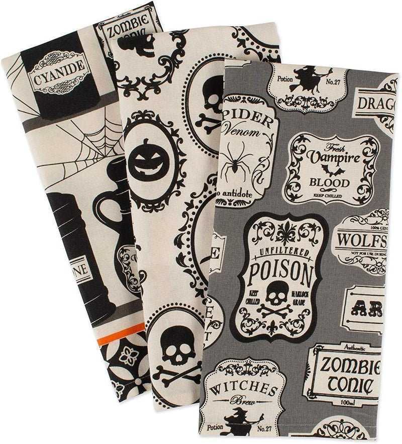 DII Halloween Hand Towels for The Kitchen Decorative Spooky  Fun Cotton Printed Dishtowel Set 18x28 Hocus Pocus 3 Count - Image 2