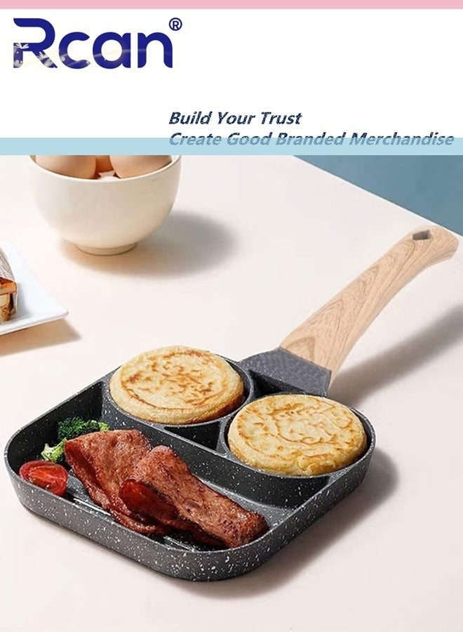 Rcan Nonstick Egg Steak Skillet Aluminum Alloy Egg Pan with Wooden Handles for Cooking Omelet Egg Muffins  - Image 1
