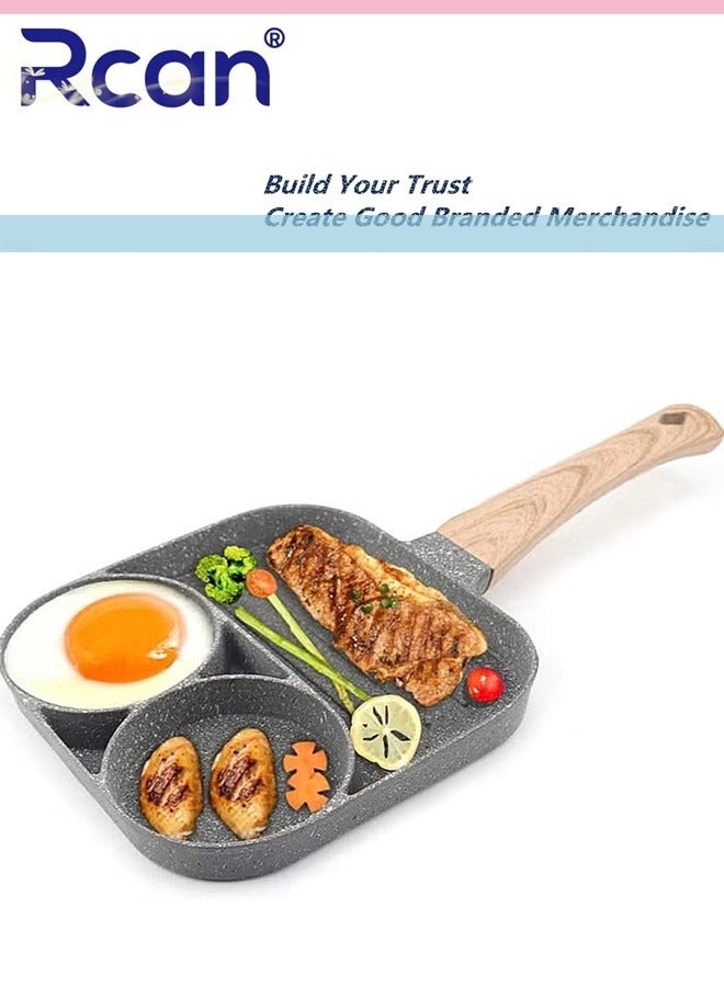 Rcan Nonstick Egg Steak Skillet Aluminum Alloy Egg Pan with Wooden Handles for Cooking Omelet Egg Muffins  - Image 2