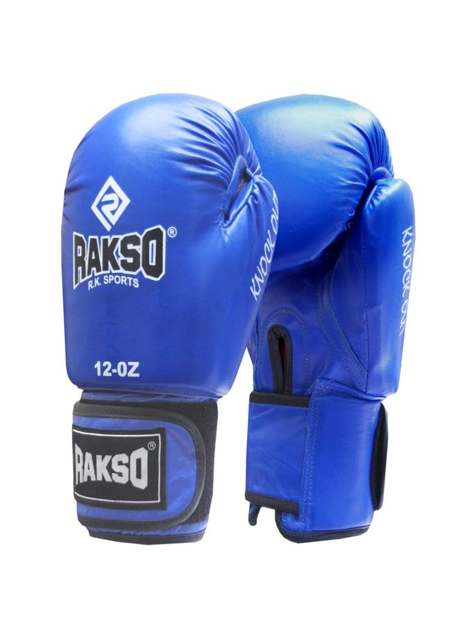 RAKSO Fight Gloves Amateur Contest - Blue Top Grade Genuine Buffalo Leather Boxing Gloves with Molded Padding & Velcro Strap Gloves for Men & Women (12OZ, Red) - Image 2