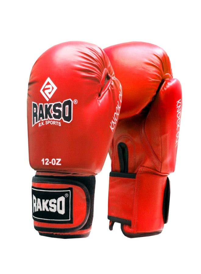 RAKSO Fight Gloves Amateur Contest - Blue Top Grade Genuine Buffalo Leather Boxing Gloves with Molded Padding & Velcro Strap Gloves for Men & Women (12OZ, Red) - Image 3