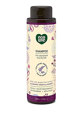 ecoLove - Natural Shampoo, Sodium lauryl sulfate Free, Vegan & Cruelty Free Shampoo for Color Treated Hair, Very Dry & Damaged Hair, Organic Lavender shampoo, No SLS or Parabens, 17.6 oz - Image 1