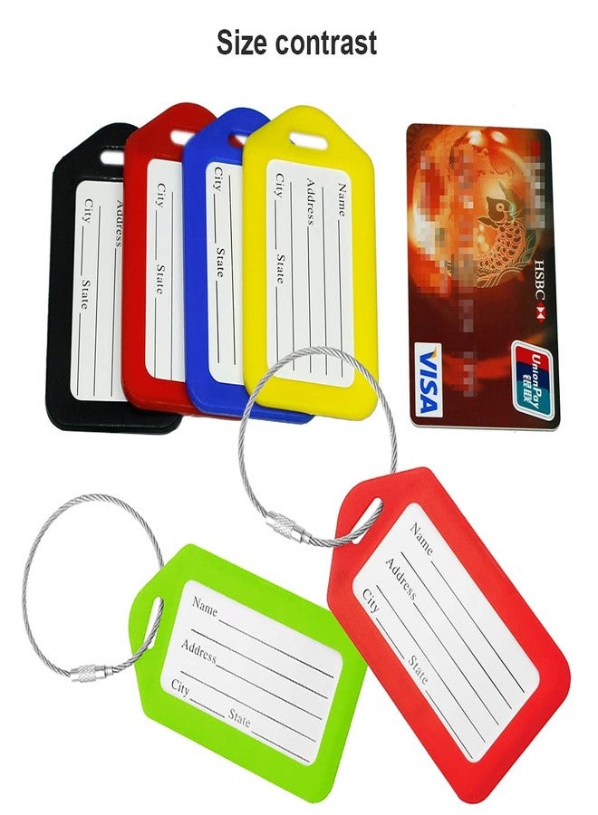 BlueCosto - Luggage Tags - Black, 10 Pack - Suitcase Tags with Name ID Card & Heavy-Duty Metal Wire Loops - Bright Colored PVC Identifiers for Travel Baggage - Backpack Name Labels - Image 5