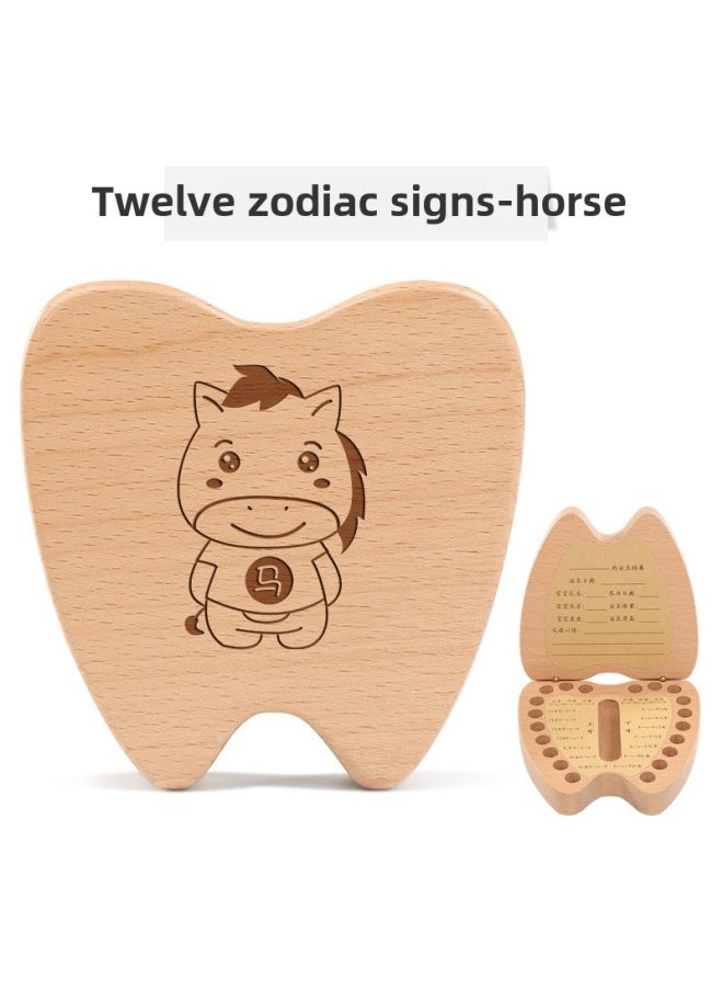 Generic Children's Deciduous Teeth Preservation Commemorative Box Girl's Wooden Baby's Fairy Collection Bottle Boy's Replacement Teeth Storage Box-Color:Beech Tooth-shaped Milk Tooth Box ]  - Image 1