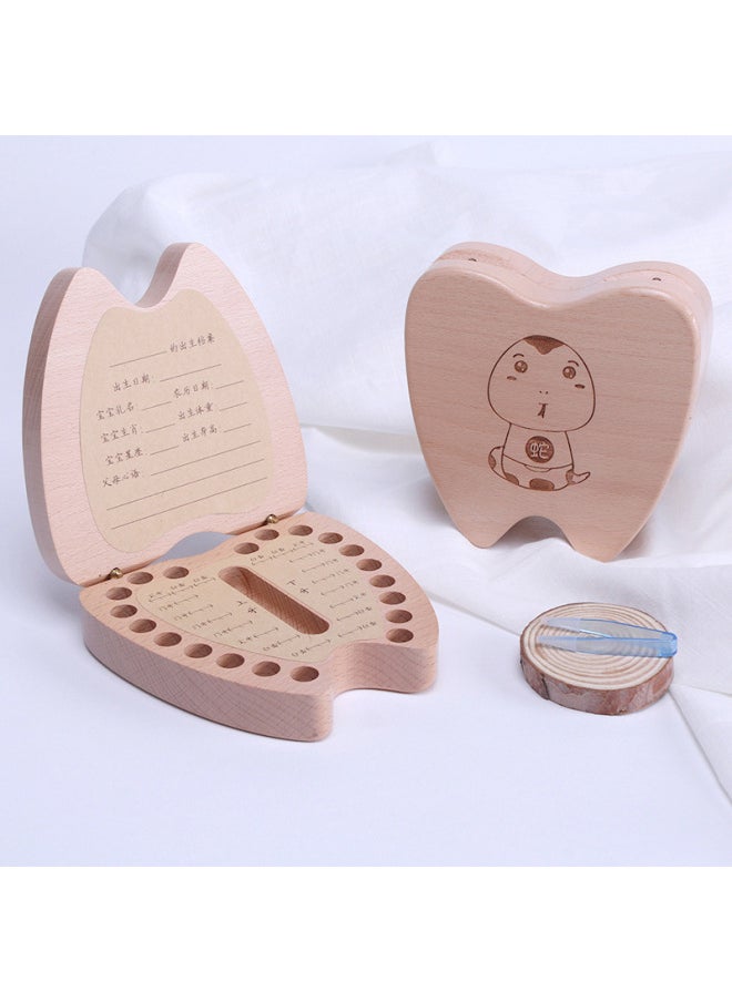 Generic Children's Deciduous Teeth Preservation Commemorative Box Girl's Wooden Baby's Fairy Collection Bottle Boy's Replacement Teeth Storage Box-Color:Beech Tooth-shaped Milk Tooth Box ]  - Image 3