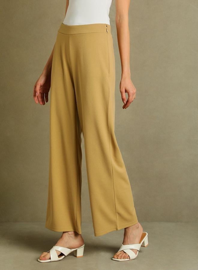 Dennis Lingo Khaki Wide Leg Trousers for Women - Relaxed Fit, Comfortable  - Image 5