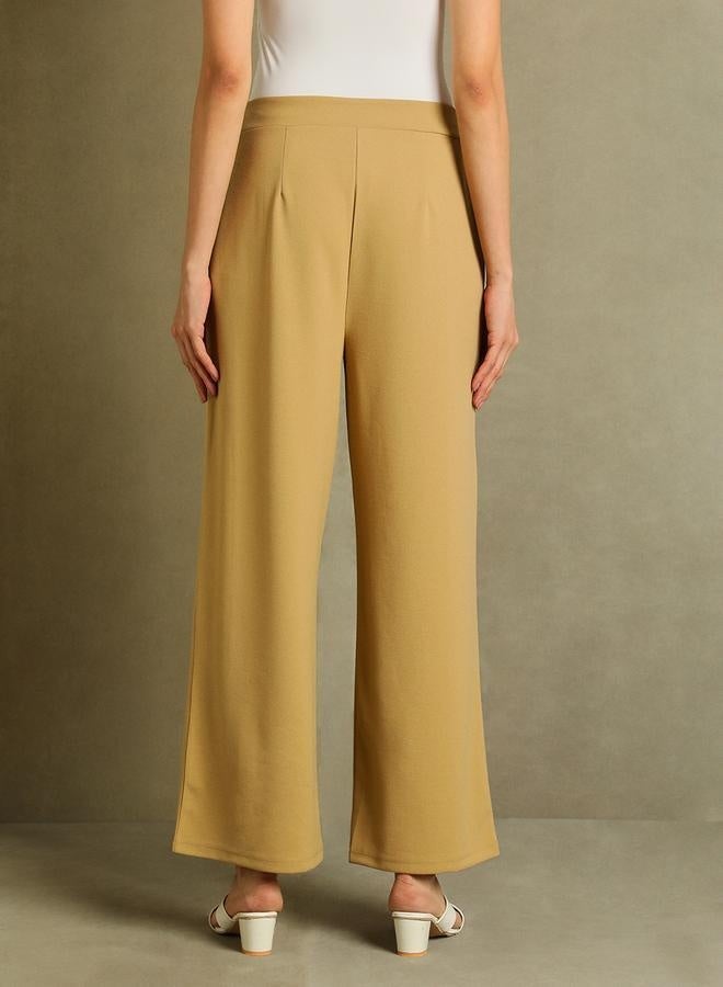 Dennis Lingo Khaki Wide Leg Trousers for Women - Relaxed Fit, Comfortable  - Image 2