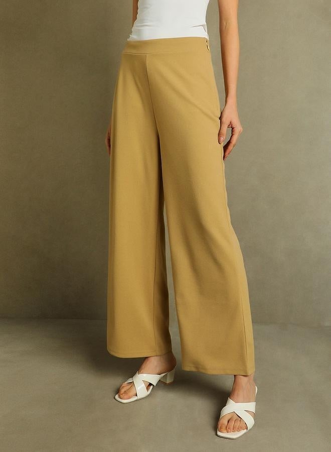 Dennis Lingo Khaki Wide Leg Trousers for Women - Relaxed Fit, Comfortable  - Image 4