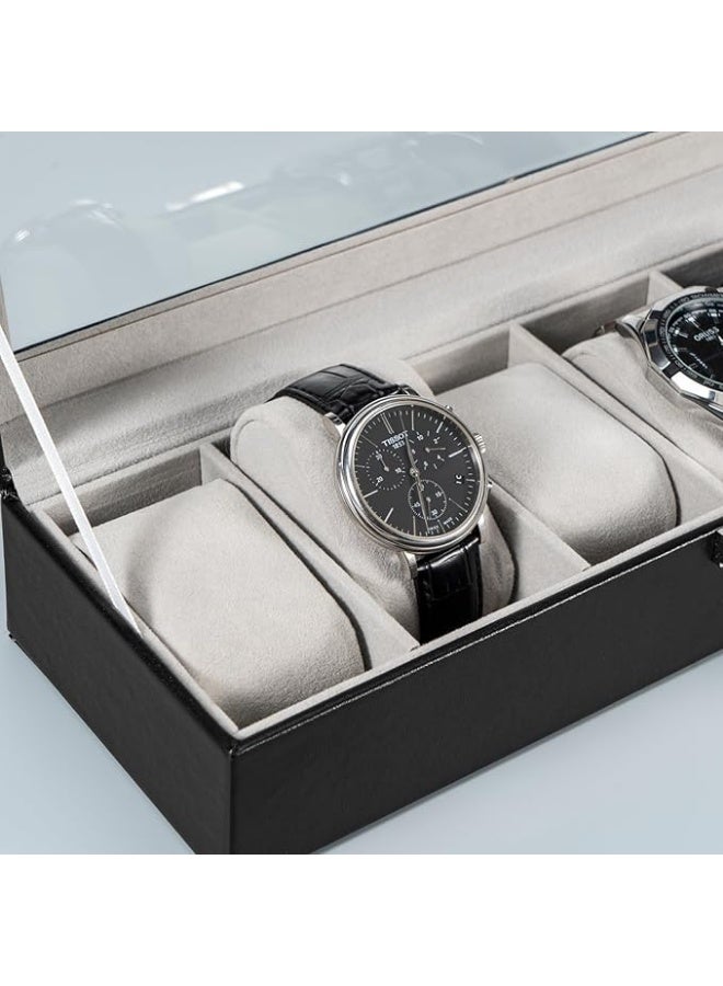 6-Slot Watch Box for Men, Mens Watch Case, Watch Storage Watch Holder Organizer for Men, Watch Display Case With Glass Lid - Image 4
