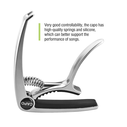 IMUSGO Guitar Capo, Capo for acoustic guitar, Capo for electric guitar, acoustic guitar capo 6 string, Guitar Capo for acoustic, Kapo, Guitar capos（Silver） - Image 5