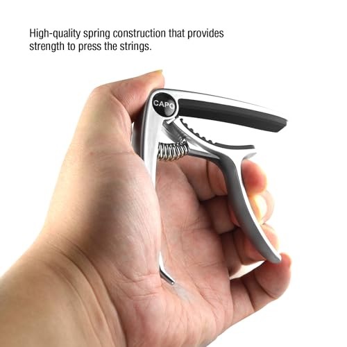 IMUSGO Guitar Capo, Capo for acoustic guitar, Capo for electric guitar, acoustic guitar capo 6 string, Guitar Capo for acoustic, Kapo, Guitar capos（Silver） - Image 4