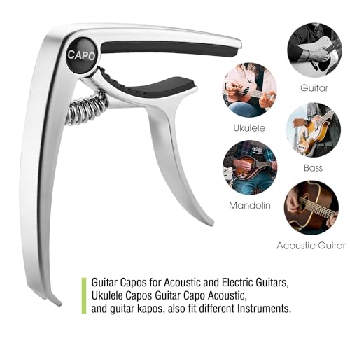 IMUSGO Guitar Capo, Capo for acoustic guitar, Capo for electric guitar, acoustic guitar capo 6 string, Guitar Capo for acoustic, Kapo, Guitar capos（Silver） - Image 3