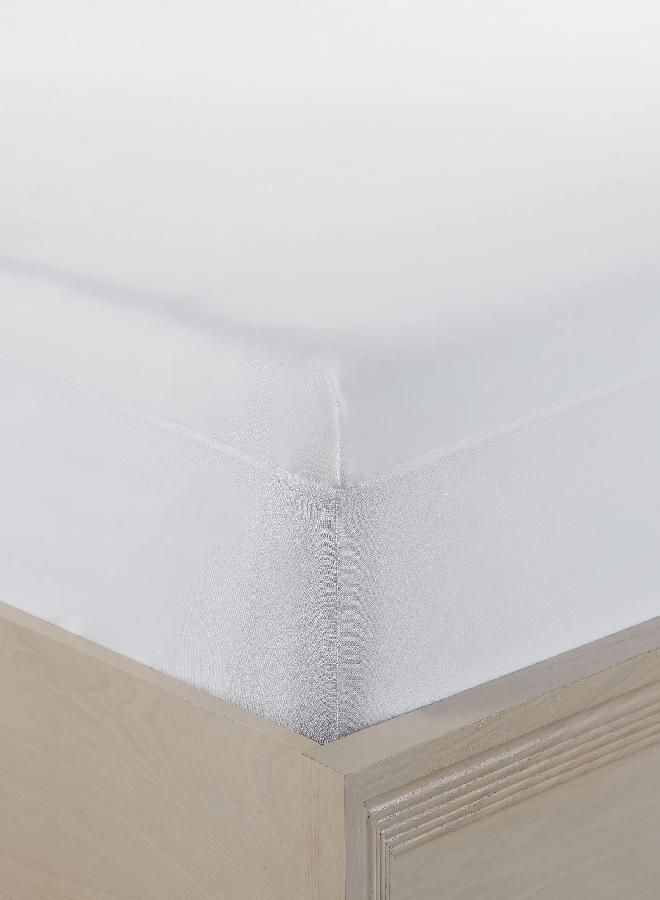 Serta Power Chill Twin Size Waterproof Mattress Cover, Soft and Breathable Cooling Mattress Protector, 15" Elastic Deep Pocket for Secure Fit, White - Image 1