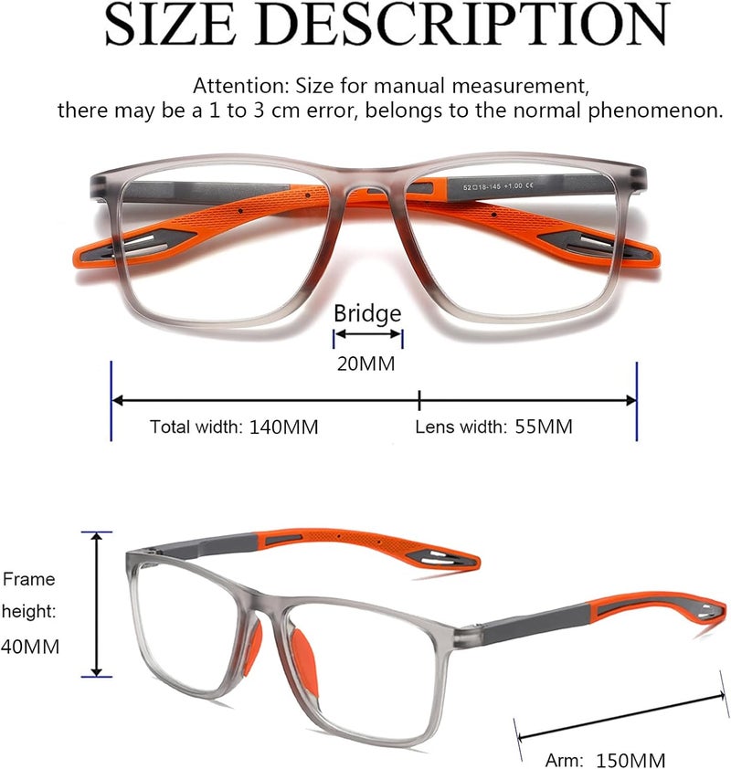 Hubeye TR90 Sports Reading Glasses for Men and Women Good Square Comfortable Flexible Anti-Blue Computer Glasses High Quality Comfortable Reading Aid - Image 3