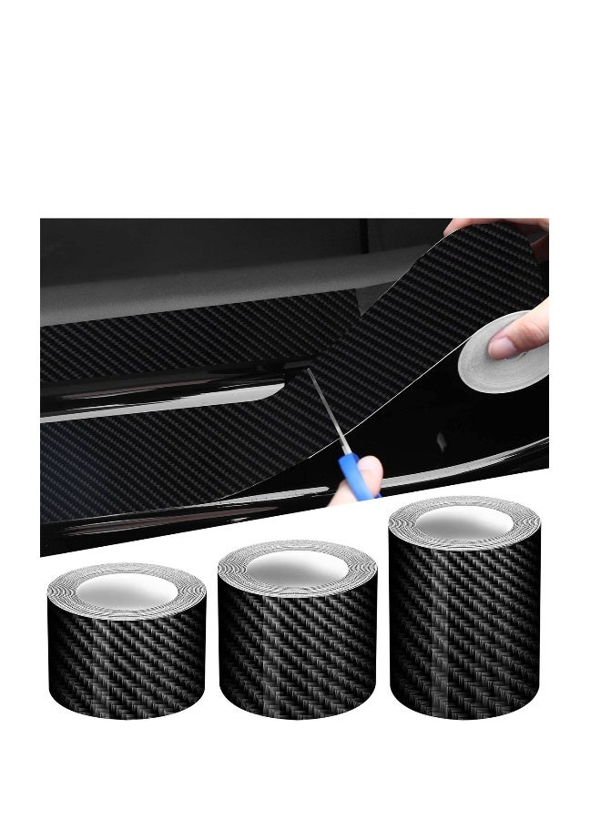 Car Edge Door Guards Door Sill Protector 3 Rolls 5D Carbon Fiber Black Vinyl Wrap Automotive Vehicles Door Sill Protector Anti Collision Film Fits for Car 2In x 17Ft 1.2In x 17Ft 2.7In x 33Ft - Image 1