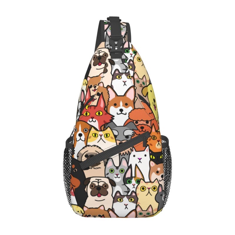 Betyiwling Dogs And Cats Sling Backpack Unisex Crossbody Chest Bag Shoulder Chest Bag For Women Men Hiking Travel - Image 1