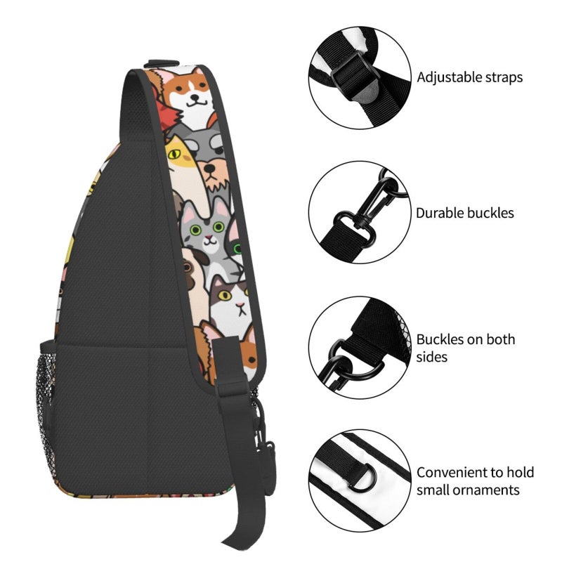 Betyiwling Dogs And Cats Sling Backpack Unisex Crossbody Chest Bag Shoulder Chest Bag For Women Men Hiking Travel - Image 4
