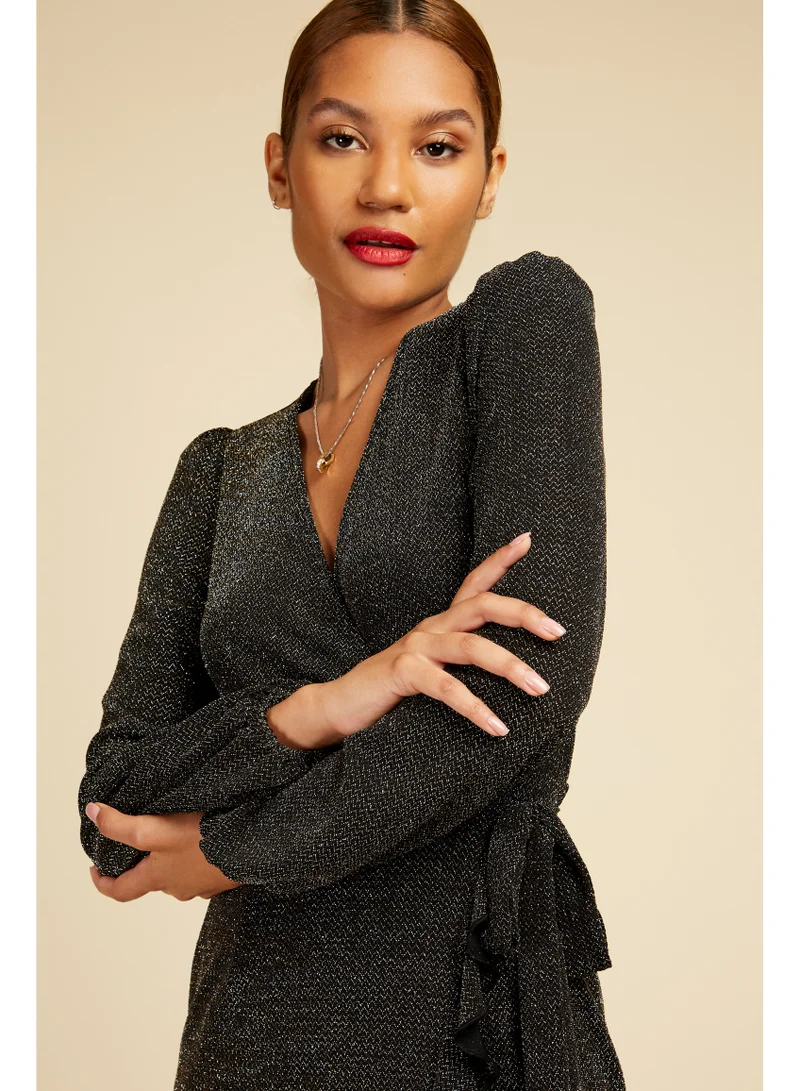 Little Mistress Little Mistress Copper Criss Cross Lurex Jersey