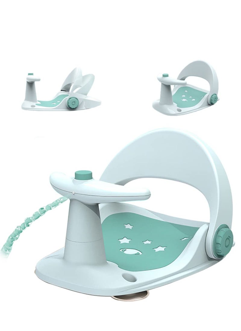 MIXDE - Baby Bath Seat for Tub Sit Up Shower Chair,Collapsible Infant Toddler Bathtub Seat for 6 to 36 Months,Non-Slip Soft Mat,Adjustable Backrest Support,Secure Suction Cups - Image 1