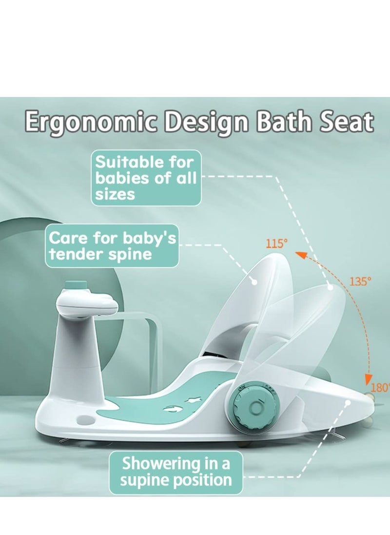 MIXDE - Baby Bath Seat for Tub Sit Up Shower Chair,Collapsible Infant Toddler Bathtub Seat for 6 to 36 Months,Non-Slip Soft Mat,Adjustable Backrest Support,Secure Suction Cups - Image 1
