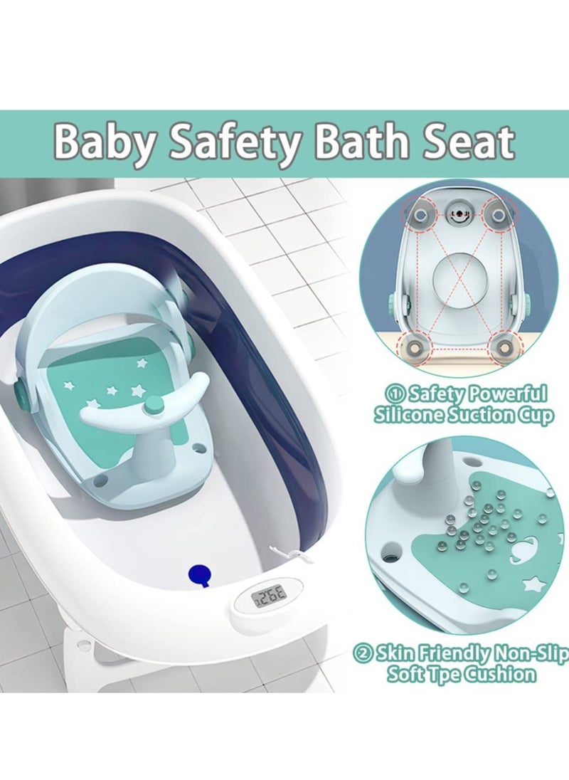 MIXDE - Baby Bath Seat for Tub Sit Up Shower Chair,Collapsible Infant Toddler Bathtub Seat for 6 to 36 Months,Non-Slip Soft Mat,Adjustable Backrest Support,Secure Suction Cups - Image 1