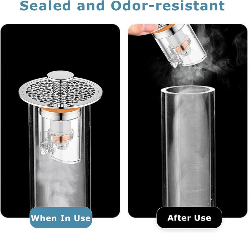 KASTWAVE Pop Up Sink Drain Strainer, Stainless Steel Basin Anti Odor Drain Filter with Brass Spring Core and Anti Clogging Filter Basket, Bathroom Sink Stopper for 1.30"-1.57" Basin Round Drain Holes, Silver - Image 5