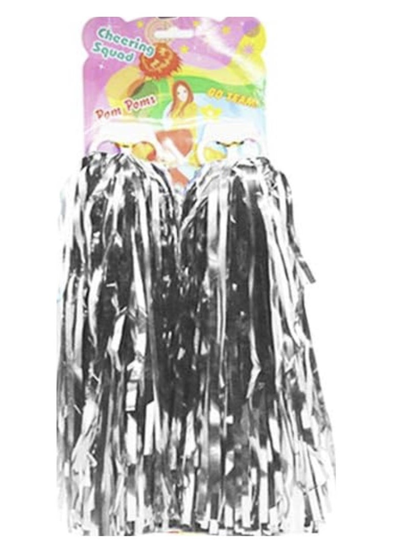 Generic Cheerleader Pom Poms Metallic Foil for Sports Team Spirit Cheering Party 2pcs  - Image 1