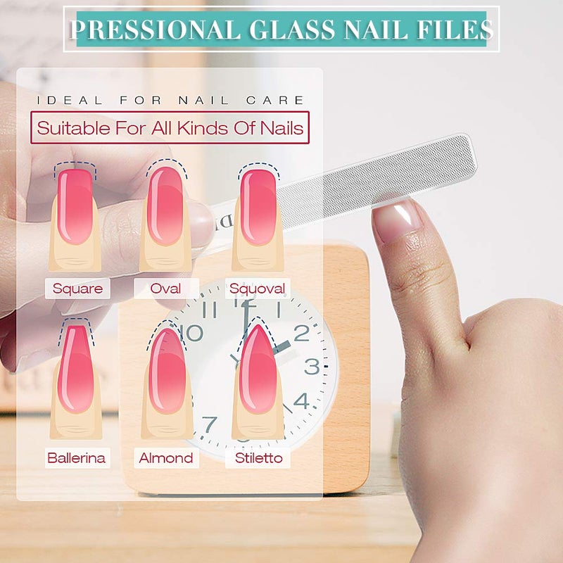 DRMODE Glass Nail File - 2PC Upgrade Glass Nail Shiner for Natural Nails Nano Nail Buffers Crystal Polisher with Case, Professional Manicure Tools Kit for Acrylic Nail Care for Women and Girls - Image 3