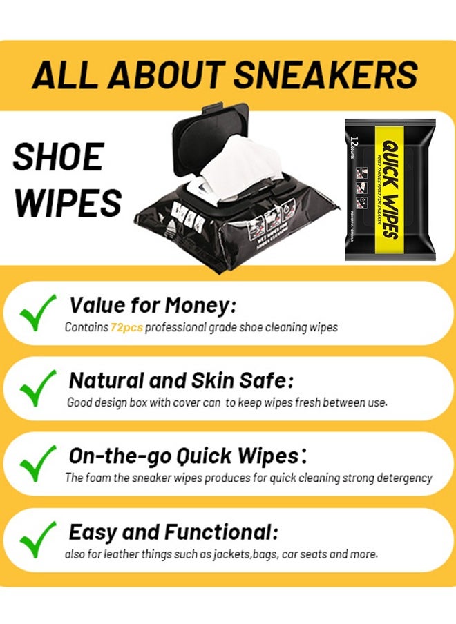 Generic - 72pcs Disposable Shoe Cleaner Wipes Sneaker Wipes Quick Remove Dirt Grime Stain for Basketball Shoes Sneakerheads White Shoes Outdoors Travel - Image 1