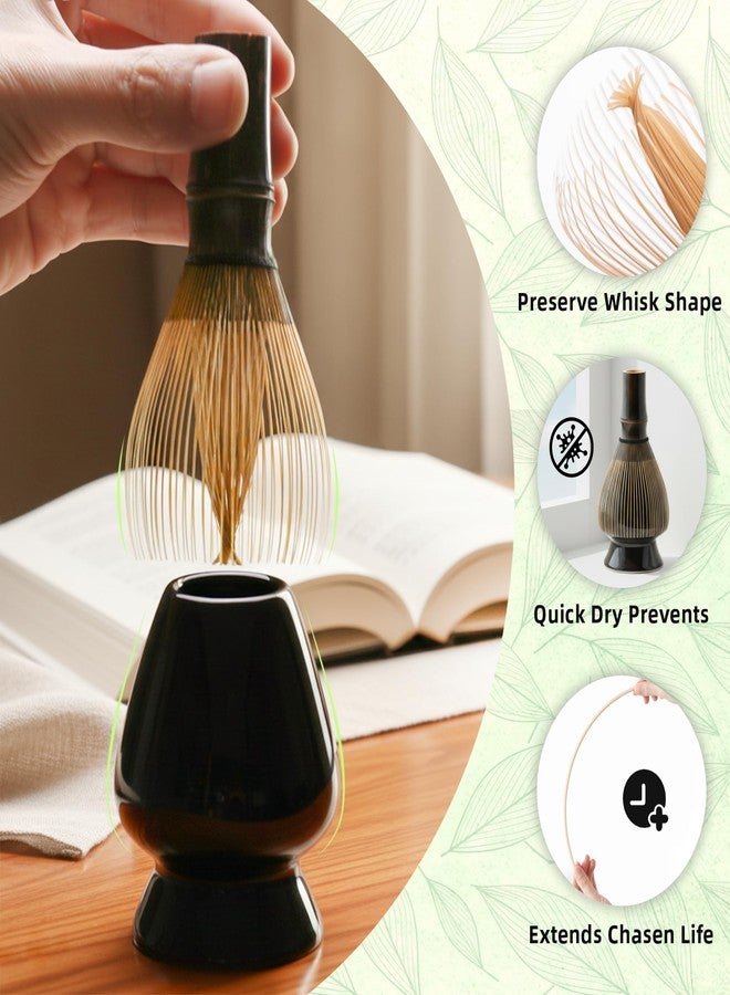 ECOLEMON Large Opening Matcha Whisk Holder for Shin Chasen, Black Matcha Whisk Stand, Chasens Holder, Kusenaoshi, Bamboo Whisks Reshaper - Image 2