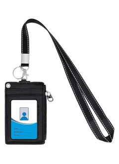 Y&D Badge Holder with Zipper, Cute Id Wallet Leather Credit Card Zipper Lanyard, 2 Sided 5 Slots and Key Chain  - Image 3
