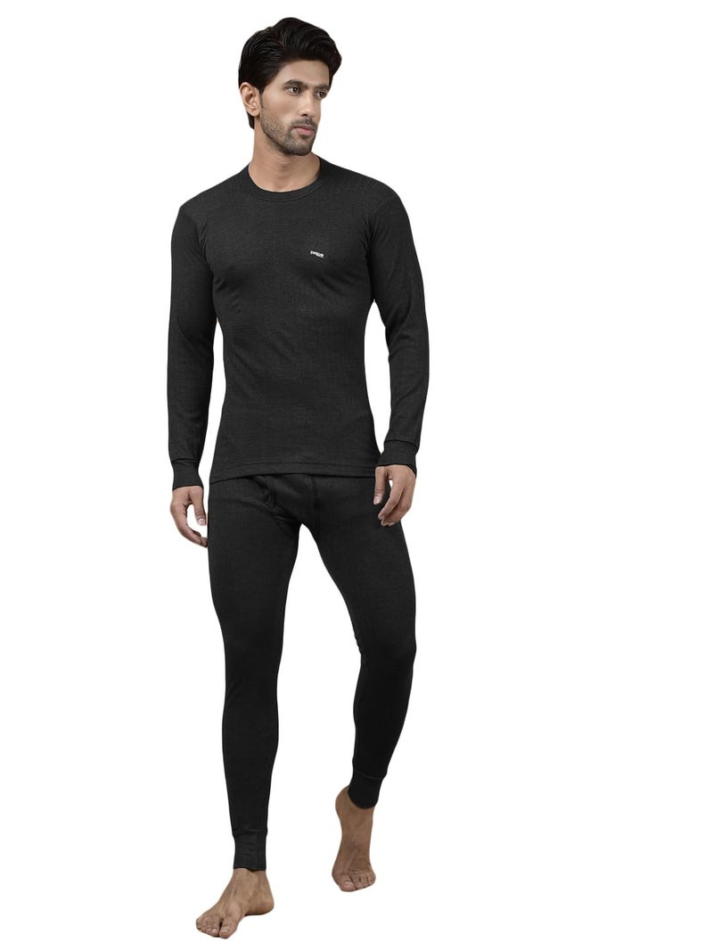 Dollar Wintercare Esteem Men's Thermal RN Vest & Trouser Set Black - Image 1