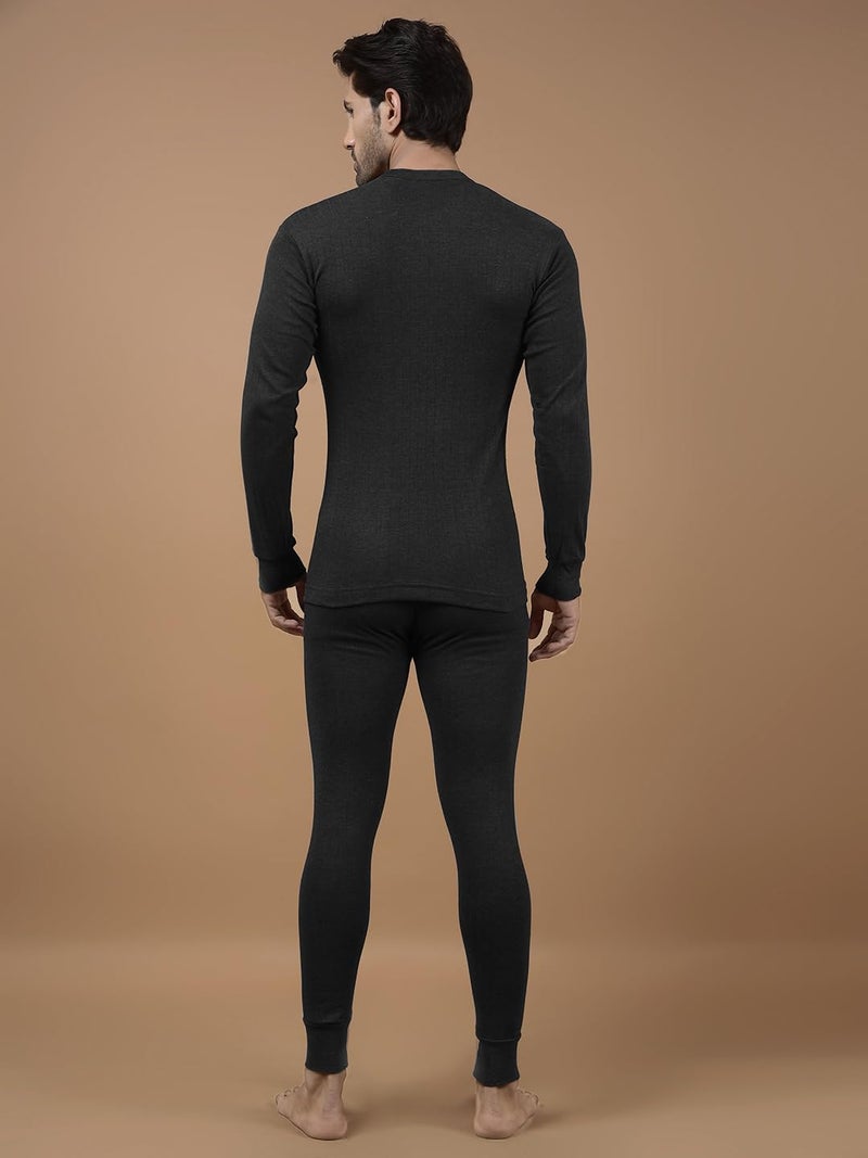 Dollar Wintercare Esteem Men's Thermal RN Vest & Trouser Set Black - Image 3