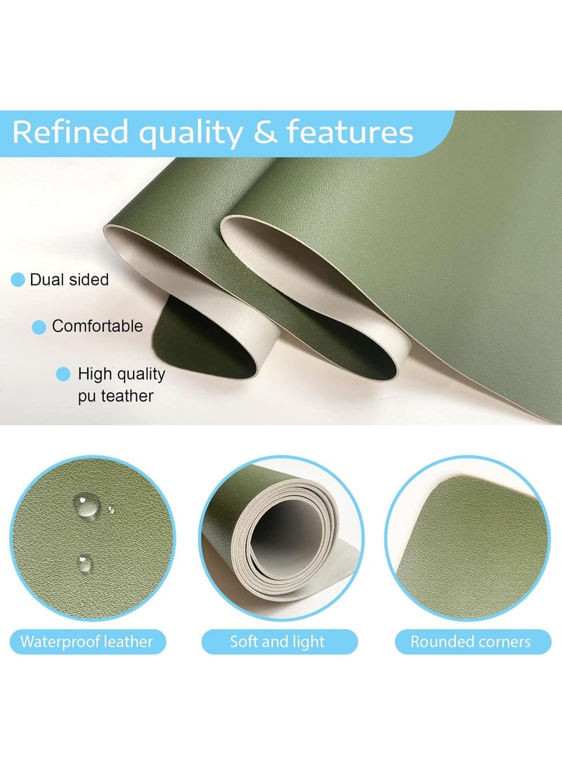 SKY-TOUCH وسادة ماوس كبيرة 80x40 سم، وسادة كمبيوتر جلدية لمكتب المكتب، وسادة ماوس للألعاب موسعة، واقي مكتب مزدوج الجوانب غير قابل للانزلاق ومقاوم للماء - Image 3