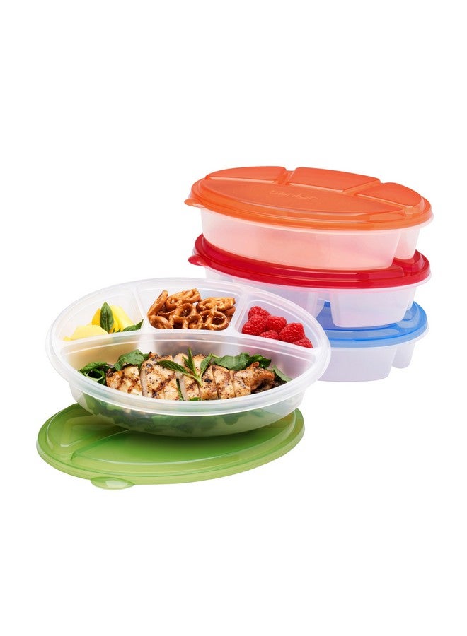 Bentgo حاويات بنتغو إيزي بوكس oval بأربعة أقسام - تصميم مسجل ببراءة اختراع مجموعة مكونة من 8 قطع؛ 4 صواني و4 أغطية ملائمة للحفاظ على النضارة؛ حاويات تخزين الطعام وإعداد الوجبات قابلة لإعادة الاستخدام خالية من BPA (كلاسيك) - Image 1