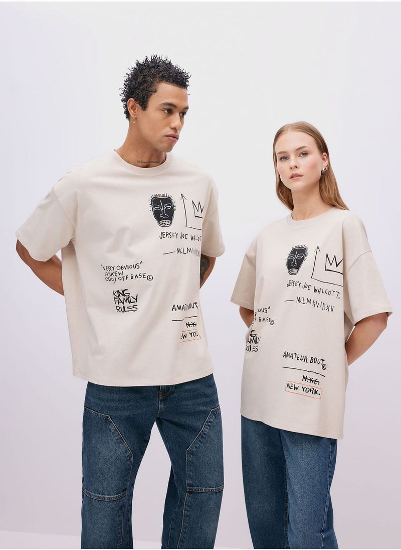 DeFacto - Oversize Fit Jean-Michel Basquiat Lisanslı  Crew N - Image 1