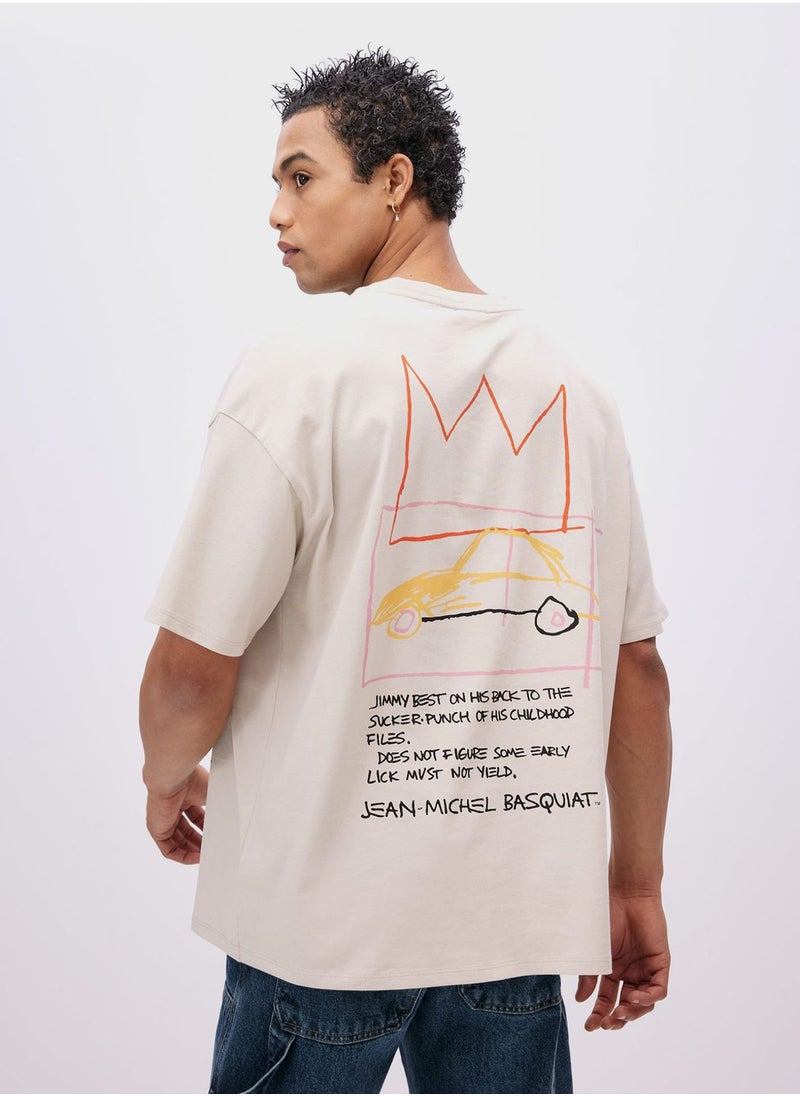 DeFacto - Oversize Fit Jean-Michel Basquiat Lisanslı  Crew N - Image 1
