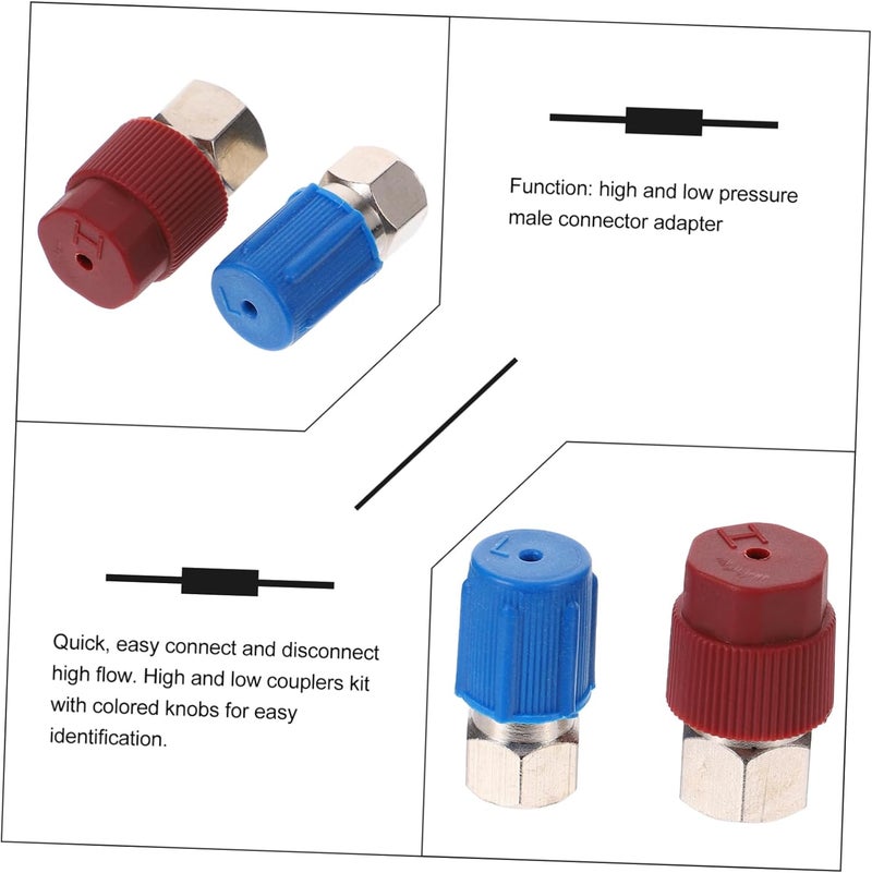 2Pcs High Low Quick Connect Couplers for Car to Adapters Reliable Access with Knobs Leak Design Color Coded - Image 3
