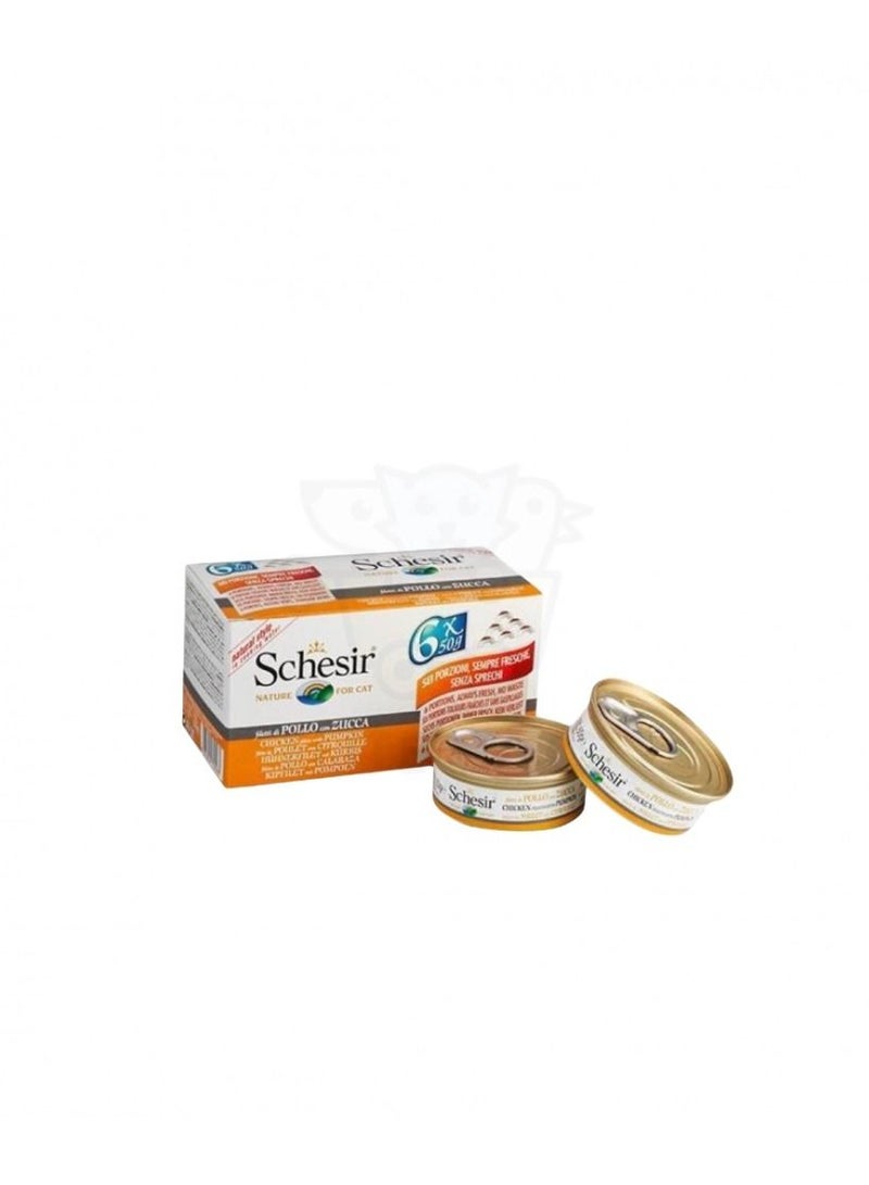 Schesir Cheesar Canned Mixed Chicken With Pumpkin In Cooked Water For Cats 6 Pieces