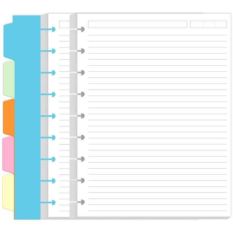 Yaridar 9 Disc Lined Paper Refills for Happy Planners - 100 Sheets/200 Pages Classic Size Lined Paper with 5 Sheets Dividers, 7" x 9.25" - Image 1