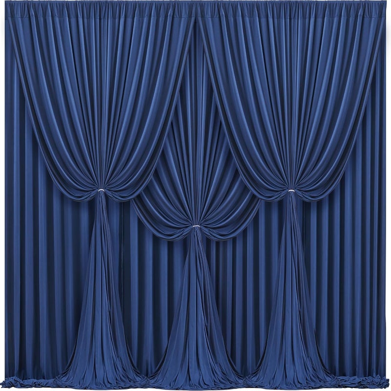 PARTISKY 24x10FT Navy Blue Backdrop Curtains for Wedding Parties, Wrinkle Free Polyester Photography Backdrop Drapes for Wedding Baby Shower Birthday Parties Stage Background Stand Decorations 4x10ft,6 Panels - Image 1