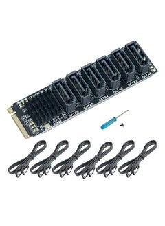 EVEREEN M.2 NVME PCI-E PCIE X4 X8 X16 To 6 Port 3.0 SATA Adapter Card Riser III 6GB/S Chassis server PC Expansion+6PCS 3.0 SATA CABLE (size B)  - Image 1