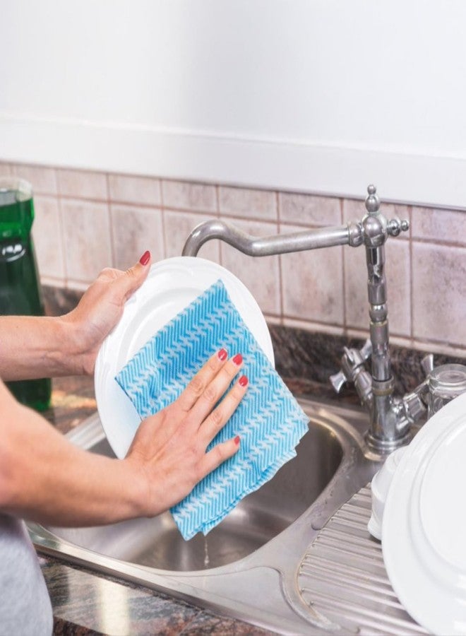 SUZZYVINE Disposable Cleaning Cloths Reusable Kitchen Towels Dish Cloths Dish Towels Dry Handi Wipes Reusable Cloth for Kitchen, Multi-use Cleaning Rolls Blue Cleaning Rags, 100 Pcs/Roll - Image 5